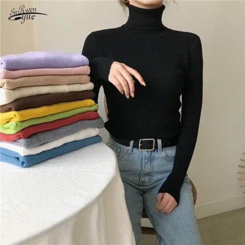 Fall and Winter Solid Color Basic Versatile Turtleneck Sweater Thick Long-sleeved Classic Knitted Bottoming Shirt Women Top16674