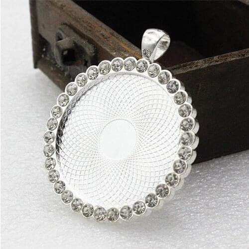 Fit 35mm Round Cabochons Rhinestones Cameo/Glass Frame bezel Settings Tray blank DIY Accessory Making 3pcs/lot K06065