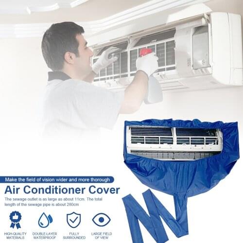 Professional Air Conditioner Cleaning Cover with Drain Outlet Waterproof Dust Clean Protector Bag Cover