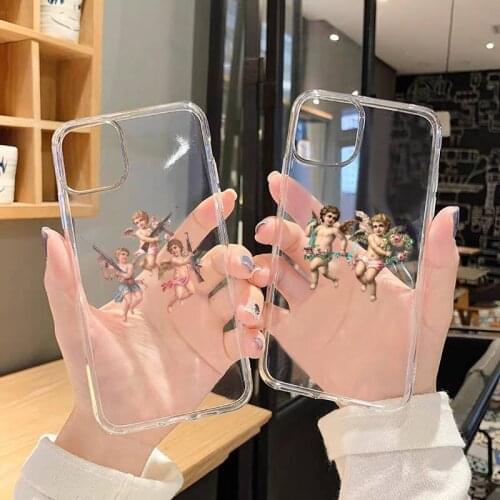 Renaissance angels baby Phone Case Transparent for iPhone 11 12 mini pro XS MAX 8 7 6 6S Plus X 5S SE 2020 XR