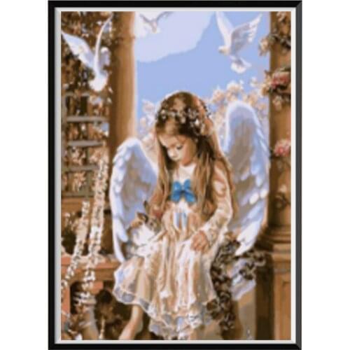 Religion Angel Girl DIY Embroidery 11CT Cross Stitch Kits Craft Needlework Set Printed Canvas Cotton Thread Home Sale