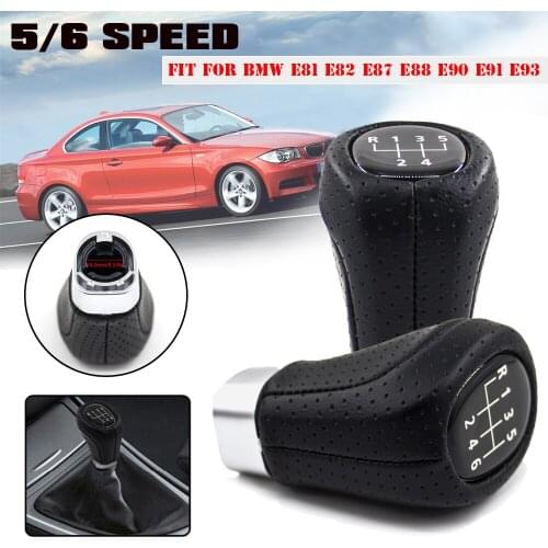 5/6 Speed Manual Gear Shift Knob Shifter Lever HandBall Collar For BMW 1 3 Series M Performance E87 E90 E92 E93 Leather