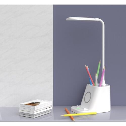 20 LEDS 10W QI Wireless Charging LED Desk Lamp Touch Switch 3 Colors Temperature Eye Protect Reading Business Light Table Lamp