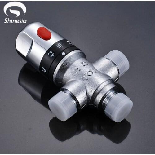 Shinesia Thermostatic Mixing Valve Brass 1/2 Ceramic Standard Temperature Control Valve For Solar Water Heater Valve Parts