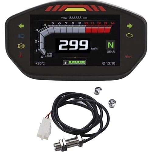 Universal 14000RPM 6 Gear Backlight Motorcycle Odometer For1,2,4 Cylinders Meter