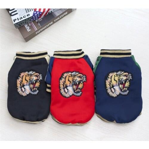 Dog winter jacket tiger Embroidery outwear for small pets B381