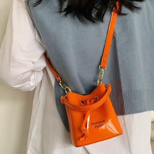 Spring Patent Leather Bucket Bag Luxury Handbag Women 2021 Small Crossbody Bags Casual Female Top Handle Shoulder Bag Sac A Main