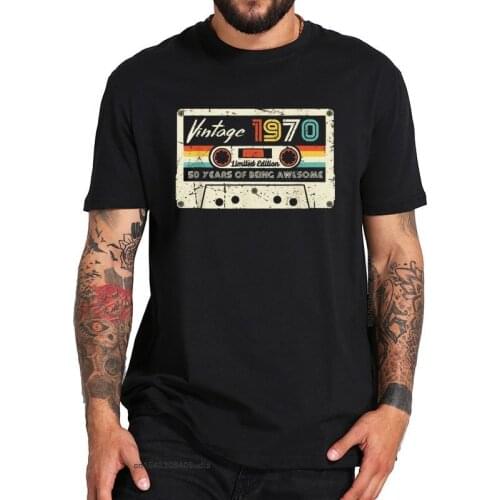 Vintage 1970 T Shirt Made In 1970 50th Birthday Retro Style Tshirt Cotton Eu Size Breathable Tee Tops