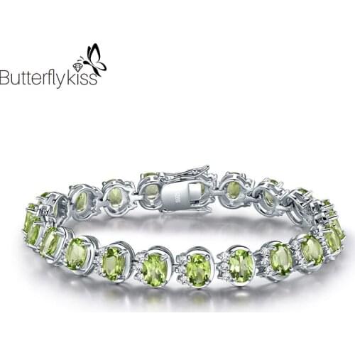 BK Luxury Natural Peridot Bracelets For Women Girl Real 925 Sterling Silver Cubic Zircon Wedding Promise Party Fine Jewelry