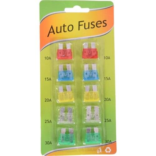 10PCS Car Insurance Insert 10-30A fuse 10-30A Trendy Car Fuse Insurance Pieces Set Durable Zinc Alloy Safety Film