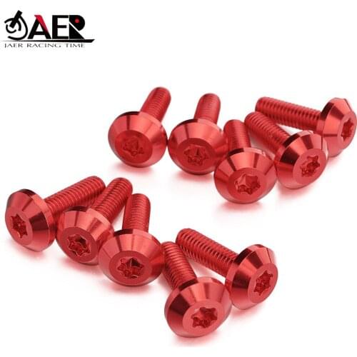 JAER 10pcs Motorcycle Fairing Body Work Bolts Nuts M6 6MM Screw for Yamaha Honda KTM Aprilia Kawasaki