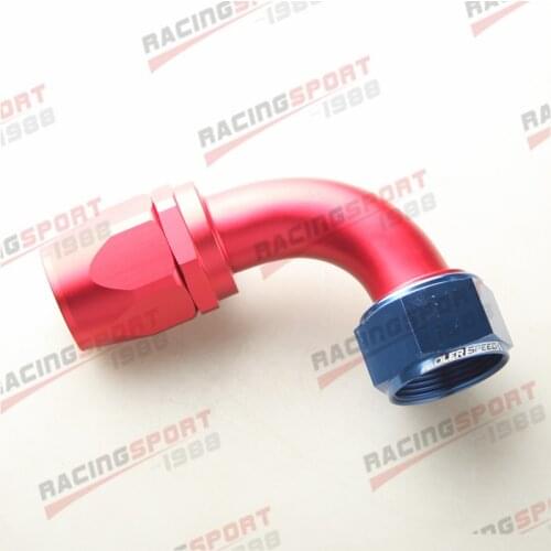 20AN AN20 90 Degree Swivel Oil Fuel Line Hose End Fitting Red/Blue