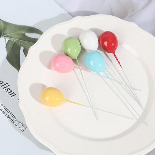 6pcs/lot Foam Balloon Cake Topper Mixed Colors Happy Birthday Cake Topper Baby Shower Decorations Wedding Party Cake Deoration