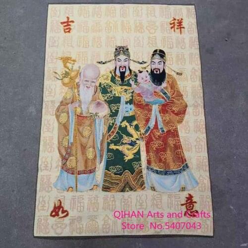 Samsung high hanging painting fu xing old star lu xing embroidery painting brocade thangka