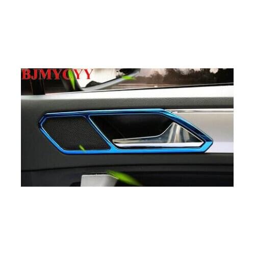BJMYCYY 4PCS/SET Car interior door handle of stainless steel decorative box For Volkswagen Tiguan 2017 Tiguan L