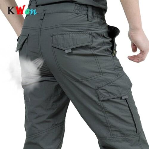 Quick Dry Breathable Lightweight Waterproof Casual Pants Men Summer Army Military Style Trousers Mens Tactical Cargo Pants Male
