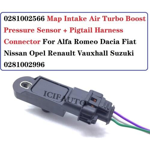0281002566 Map Intake Air Turbo Boost Pressure Sensor + Connector For Alfa Romeo Dacia Fiat Nissan Opel Renault Vauxhall Suzuki