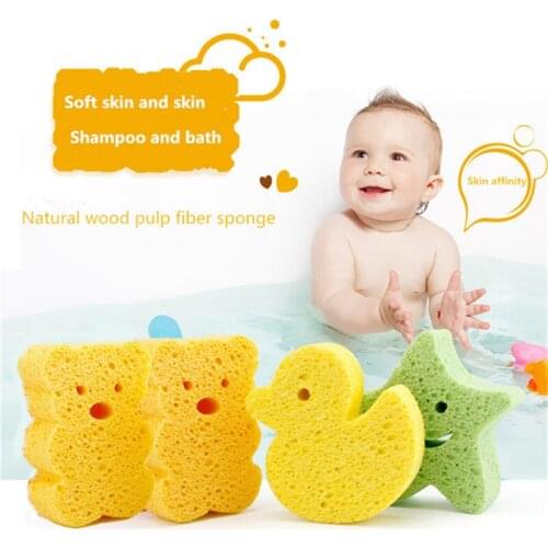 Baby Bathing Wipe Cartoon Cute Animal Shaped Sponge Wipe Newborn Artifact Rub Bath Solid Color Artifacts Cleaning Soft
