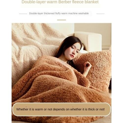 Double blanket quilt padded coral fleece warm lamb blanket