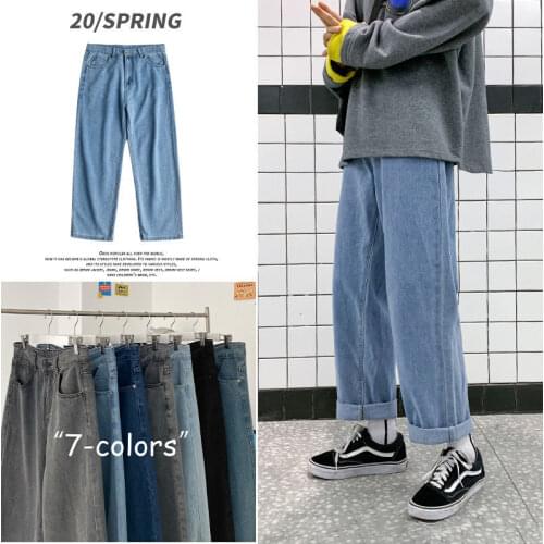 Hip Hop Man Large Straight Casual Jeans Mans 2020 Autumn Fashion Collage Streetwear Jeans Loose Denim Pants Male Clothing