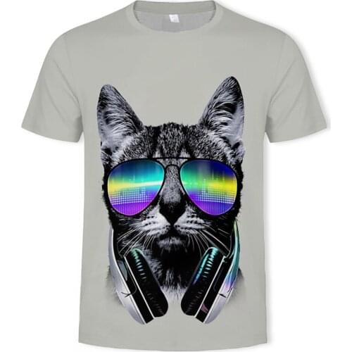 Black and white cat 2020 summer fashion 3D printing tshirt harajuku Print tshirt Funny cat shirt tshirts big size 6x