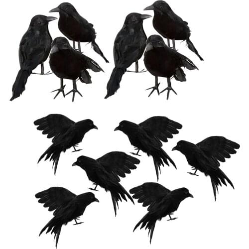 12x Fake Artificial Birds Raven for Coffee Shop Pub Bar Halloween Holiday Decoration