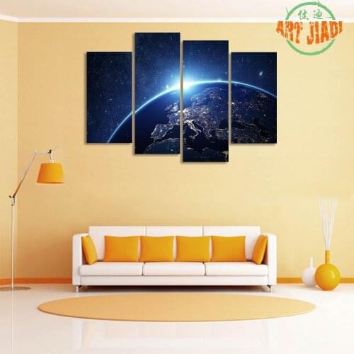 Earth From Space Paintings 4 Pieces/sets Canvas Art Canvas 4 Panels HD Decorations For Home Wall Art Prints Canvas Unframed\A433