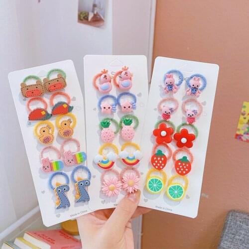 MueRaa 10 pcs/set Lovely Cartoon Elastic Hairband For Children Girls Princess Cute Girls Kids Hair Accessories Headband Headwear