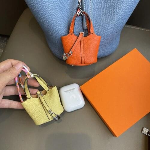 Fahion Handmade Cow Leather Bag Pendant Mini Bag With Lock Keychains Fashion Handbag Ornament Birthday Gift