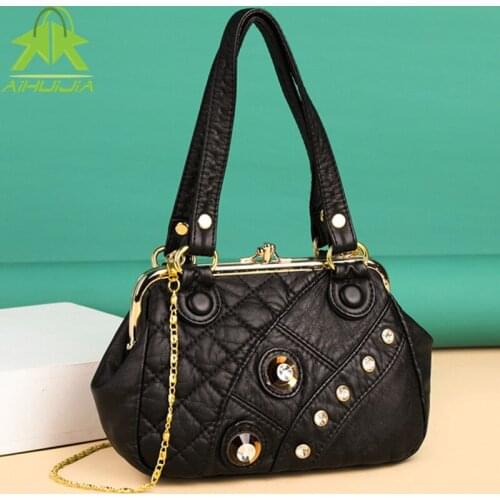 Fashion Luxurious Womens Shoulder Bags Diamond-encrusted Design Chain Messenger Bag 2021 New Pu Leather Casual Women Handbag
