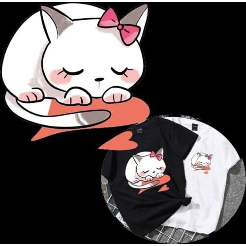 Cartoon Iron On Patches For Clothes Lovely Cat Patch A-level Washable Stickers Easy Print By Household heat transfer Sticker