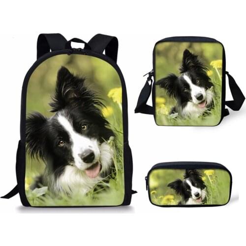 Germany Border Collie dog Printing Men Women Backpacks Children Bookbag Girls School Bag Mochila Boys Casual Daily Shoulder Bag