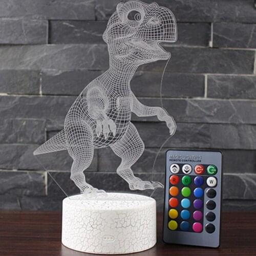 3D Dinosaur Night Light Remote Control LED Desk Nightlight USB Battery Childrens Night Lamp Bedroom Table Decor Birthday Gift
