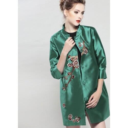Coats new Embroidery High Quality spring autumn Loose flower coat Retro plus size XXXL Women Clothing Vintage Winter Jacket