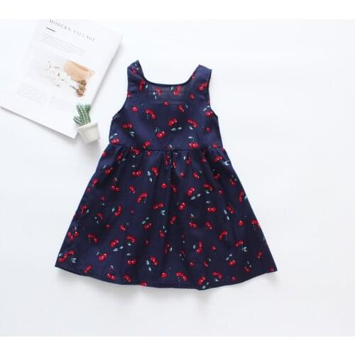 Girls Dresses Summer Girls Sleeveless Dresses Cherry Girls Factory Direct Sales thanksgiving