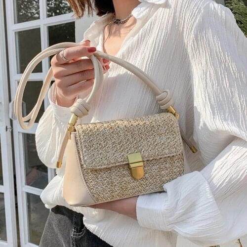 Weave Square Underarm bag 2021 Summer New High-quality Straw Womens Designer Handbag Travel Shoulder Messenger Bag Purses