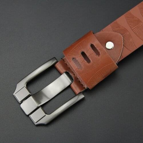 Luxury Mens Leather High Quality Black Buckle Jeans Belt Leather Casual Belt Business Belt Denim Belt