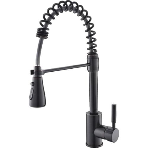 Contemporary Pull-out Pull-down Centerset Pull out Spray Ceramic Valve Single Handle One Hole ORB BLACK Kitchen sink faucet