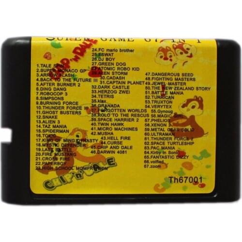 Super Game 67 In 1 16 bit MD Game Card For Sega Mega Drive For Genesis