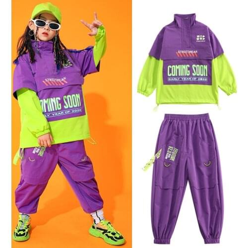 2020 New Hip Hop Modern Dance Clothes For Girls Long Sleeved Jacket Hiphop Pants Jazz Performance Clothes Rave Clothes DN6902