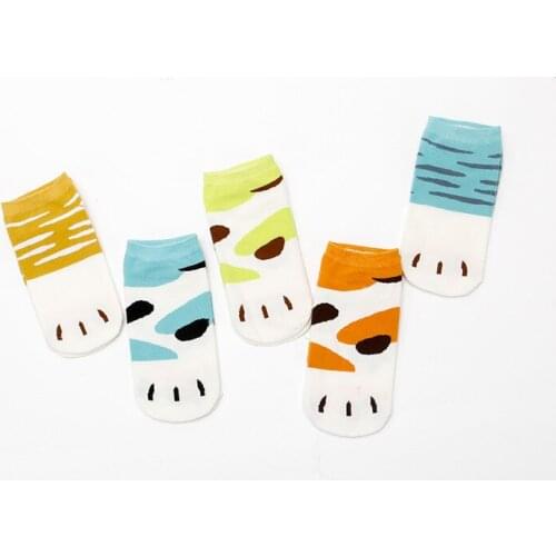 120pairs/lot women cute animal cat paw cotton sock