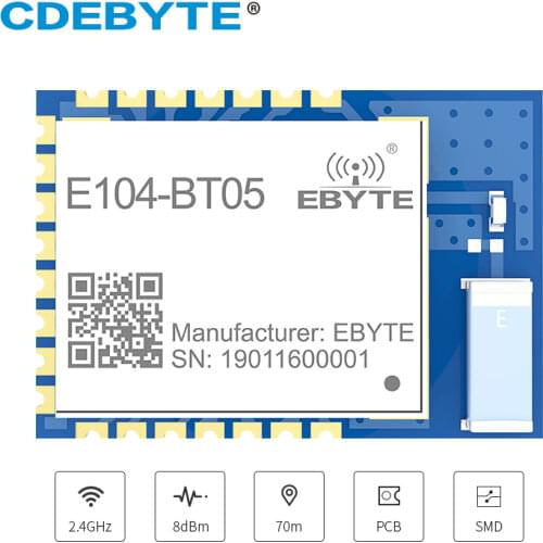 20PCS TLSR8266 Bluetooth BLE4.2 UART SMD Transceiver E104-BT05 70m Slave Transparent Transmission Low Power Wireless Module DIY