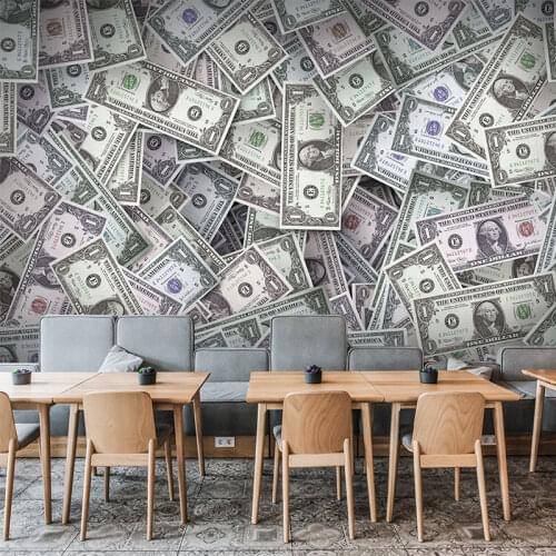 3D modern banknotes US money coins bar hotel restaurant wallpaper net celebrity live room shooting mural living room custom size
