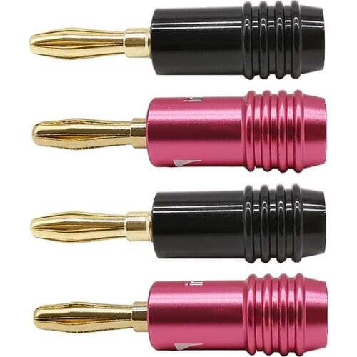 4Pcs Gold Plated Banana Plug Adapter 4mm Wire Cable Connector for Musical HiFi Audio Speaker