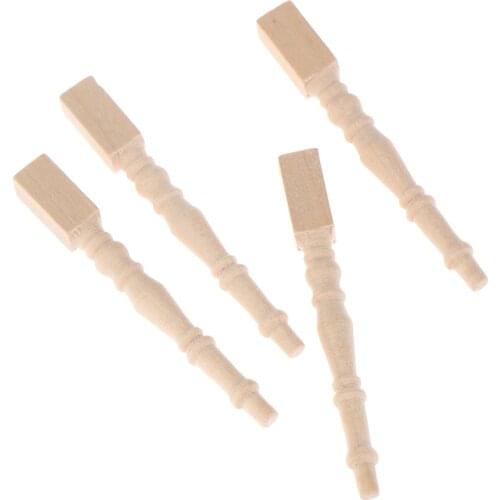 4Pcs/set Brain Game Kids Toys Dollhouse Miniature DIY Wooden 1:12 Furniture Leg Chair Table