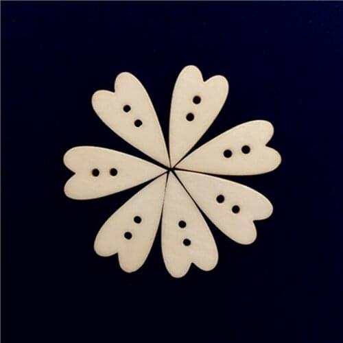 50pcs 100pcs 11x21mm Pretty Natural Heart Wooden Buttons With 2 Holes Sewing Accessories Cardmaking Scrapbooking Embellishments