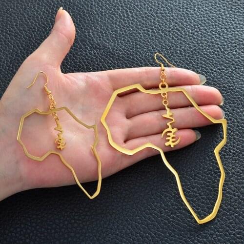 African Map Adinkra Gye Nyame Big Earrings Exaggerate Larger Earring Africa Cultural Symbols Ethnic Hyperbole Gifts #158121