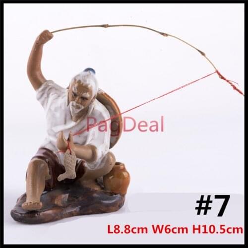 Caremic Old Man Fishing Aquarium Fish Tank Landscape Decoration Home Miniature Garden Dollhouse Decor Ornament Free Shipping
