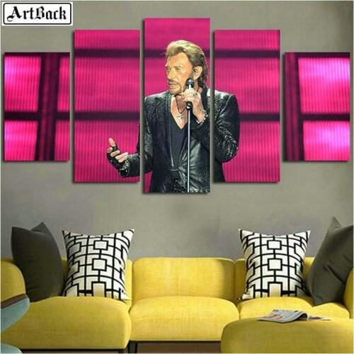 5 spell diamond painting johnny hallyday french singer portrait full square drill 5d mosaic handmade art sticker decoration