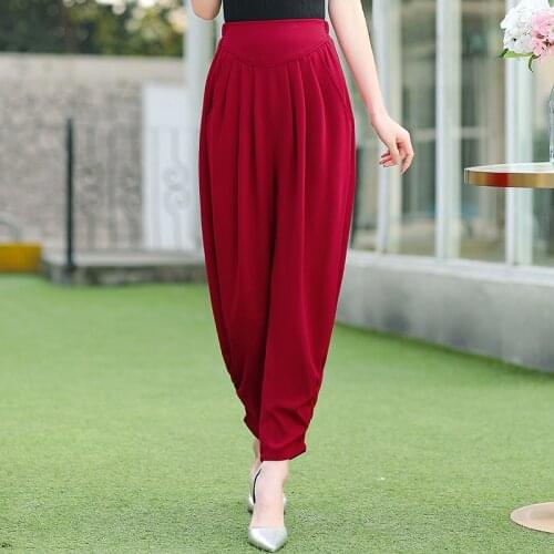 New Summer Harem Pants Women Plus Size 4XL Solid Casual Loose Women Trousers Summer Streetwear High Waist Women Wide Leg Pants